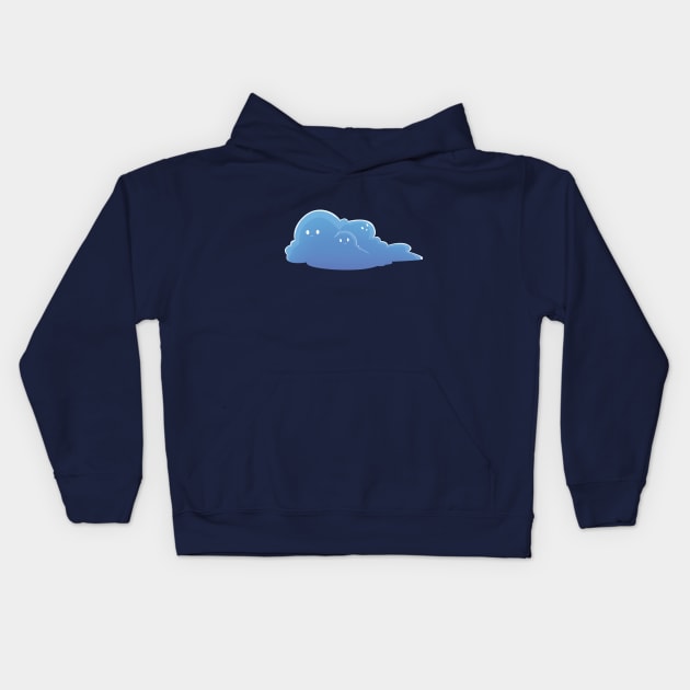 Kawaii Blue Cloud Kids Hoodie by Nepho